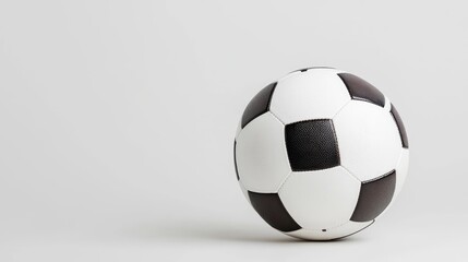 Soccer ball on gray background, ready for game