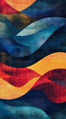 Poster - Abstract colorful wave pattern in blue, red, and yellow tones, artistic background concept