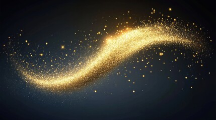 Poster - Sparkling Gold Glitter Wave on Dark Background with Light Effect