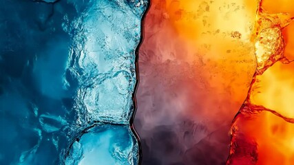 Poster - Vibrant colors collide in mesmerizing ice formation showcasing harmony of light and motion in a striking visual display. Generative AI