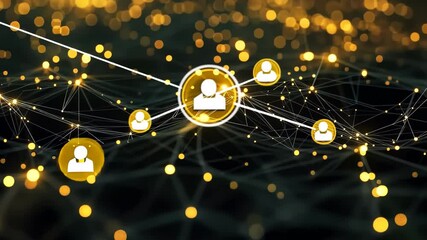 Poster - Explore connections and brilliance of vibrant lights illuminating a digital landscape with golden accents and intricate networks. Generative AI