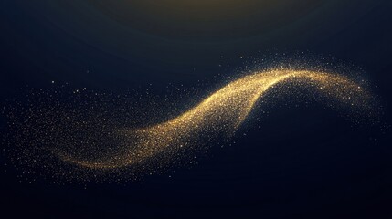 Poster - Golden Sparkle Wave in Dark Background with Shimmering Particles
