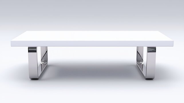Modern White Coffee Table with Chrome Legs