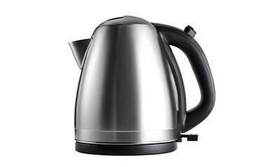 Poster - Modern kettle full of boiling water on a empty plain background