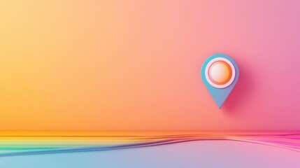 Poster - Icon Pin Location rainbow Bright and colorful location pin in rainbow tones, symbolizing diverse destinations and creative exploration themes.