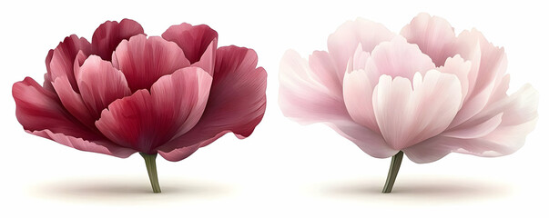 Sticker - Two peonies, pink and red, isolated