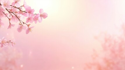 Naklejka na meble Delicate pink cherry blossoms bloom against a soft pastel background, creating a serene and enchanting atmosphere, Ideal for spring-themed projects, wellness designs, or nature-related content,