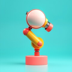 Poster - Abstract 3D Render of a Colorful, Articulated Robotic Arm on a Pedestal
