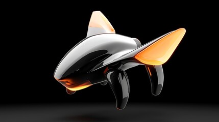 Poster - Futuristic Black and Orange Glowing Drone Design