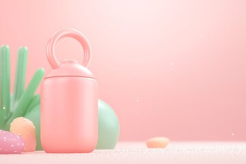Poster - Pastel Pink Product Display with Easter Eggs and Minimalist Background