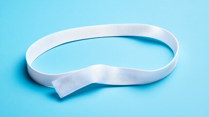 Poster - White textured ribbon curved into an incomplete circle on a light blue background.