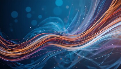 Poster - Abstract Flowing Lines with Sparkles on Dark Blue Background