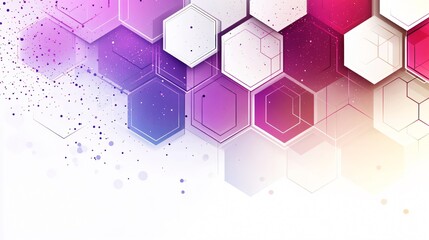 Poster - Bold Abstract Composition with Layered Hexagonal Grid Pattern and Dots in Purple and Pink