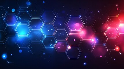 Poster - Bold Abstract Design with Layered Hexagonal Grid Pattern in Varying Shades of Purple and Pink

