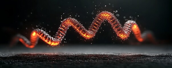 Poster - Luminous textured snake shape undulating above a dark surface