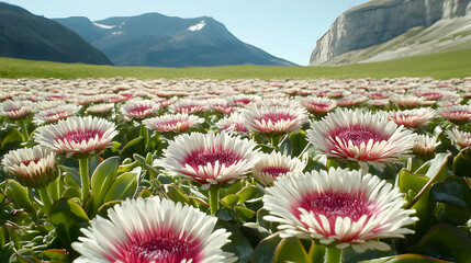 Sticker - Mountain meadow, blooming flowers, scenic view, nature photography