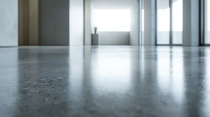 Poster - Modern empty interior space with polished concrete floor and light