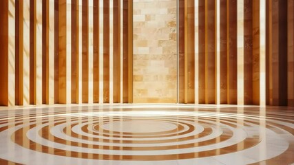 Poster - Explore stunning architectural beauty with concentric patterns in warm natural light at an iconic modern location. Generative AI