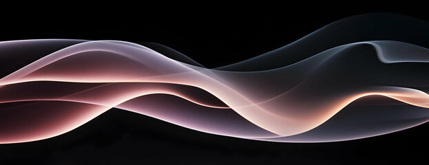 Poster - Abstract flowing smoke wave, dark background, design element