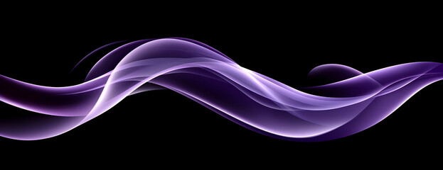 Poster - Purple smoke wave abstract, dark background, design