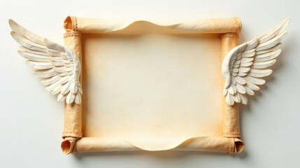 Aufkleber - Angelic Wings Frame an Antique Scroll, Perfect for Inspirational Messages or Elegant Designs
