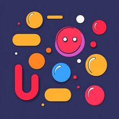 Poster - Abstract Colorful Composition with a Prominent Red Button