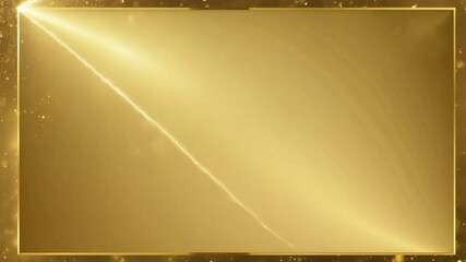 Poster - elegant gold rectangle background with glowing light sweep and particles in 4k resolution