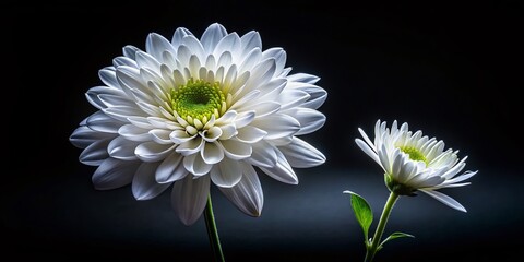 Wall Mural - Elegant White Flowers on Black Background - Minimalist Floral Photography