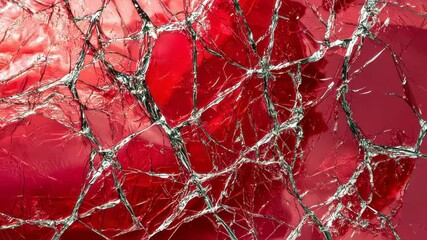 Poster - Intricate patterns emerge from striking red and silver textures in an artistic close-up display of unusual material. Generative AI