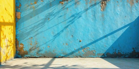 Aufkleber - Sunlit Corner with Weathered Walls and Contrasting Hues