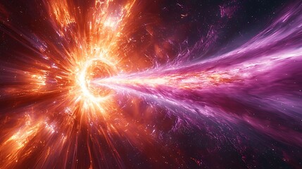 Wall Mural - Cosmic event with swirling red and purple energy in dark space, for science.
