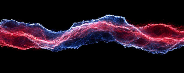 Poster - Red blue energy wave flow, abstract background