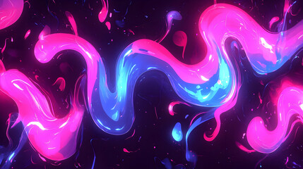 Poster - Pink blue liquid swirls abstract background
