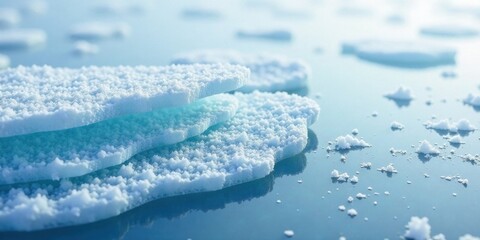 Aufkleber - Close-up View of Delicate, Stacked Ice Formations on a Smooth, Reflective Surface