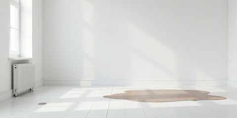 Poster - Minimalist Interior Design Sunlit Room with Irregular Shaped Floor Covering