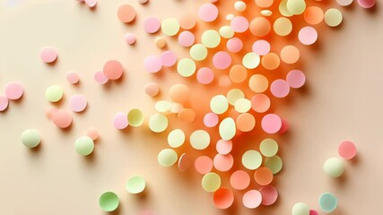 Poster - Colorful pastel circles create a whimsical arrangement on a soft, neutral background for imaginative inspiration and creativity. Generative AI