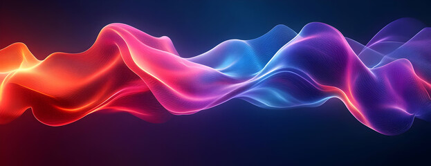 Poster - Abstract colorful wave flow, dark background, digital art, website design