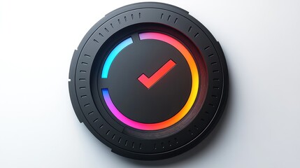 Progress indicator, checkmark, futuristic, completed task, digital interface