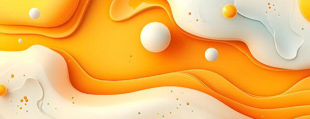 Poster - Orange white liquid swirls abstract art