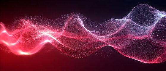 Poster - Red pink wave energy flow abstract