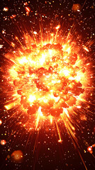 Sticker - Cosmic explosion, fiery debris, space background