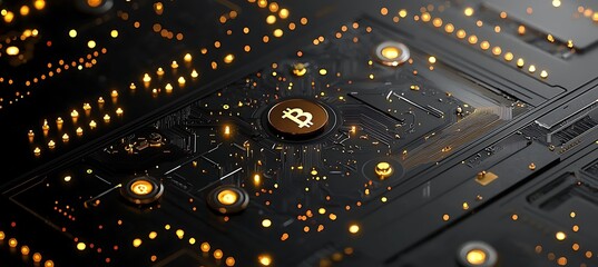 Poster - Bitcoin Cryptocurrency on a Futuristic Circuit Board