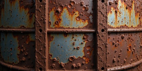 Poster - Textured Rusty Metal Surface with Deep Pitting and Brown Accretion