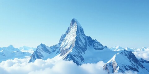 Aufkleber - Majestic Winter Peak Soaring Above a Sea of Clouds A Breathtaking Panorama of Serene Mountain Scenery