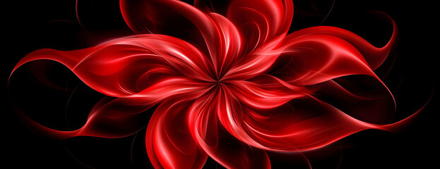 Sticker - Red abstract flower, dark background