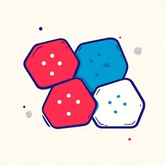 Poster - Abstract Hexagon Pattern in Red, Blue, and White