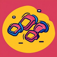 Poster - Abstract Illustration of Two Colorful Interlocking Shapes