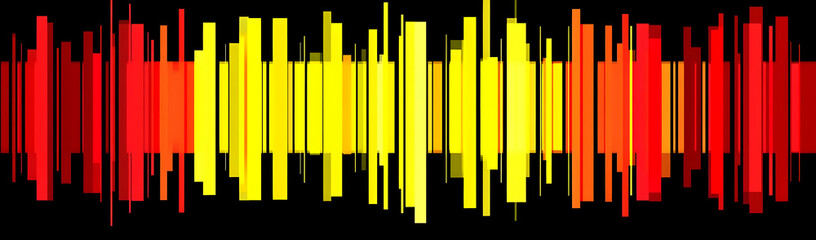Poster - Abstract red yellow wave, dark background