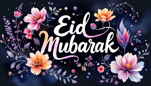 Watercolor Eid Typography Calligraphy Design