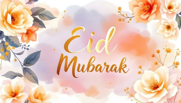 Watercolor Eid Typography Calligraphy Design